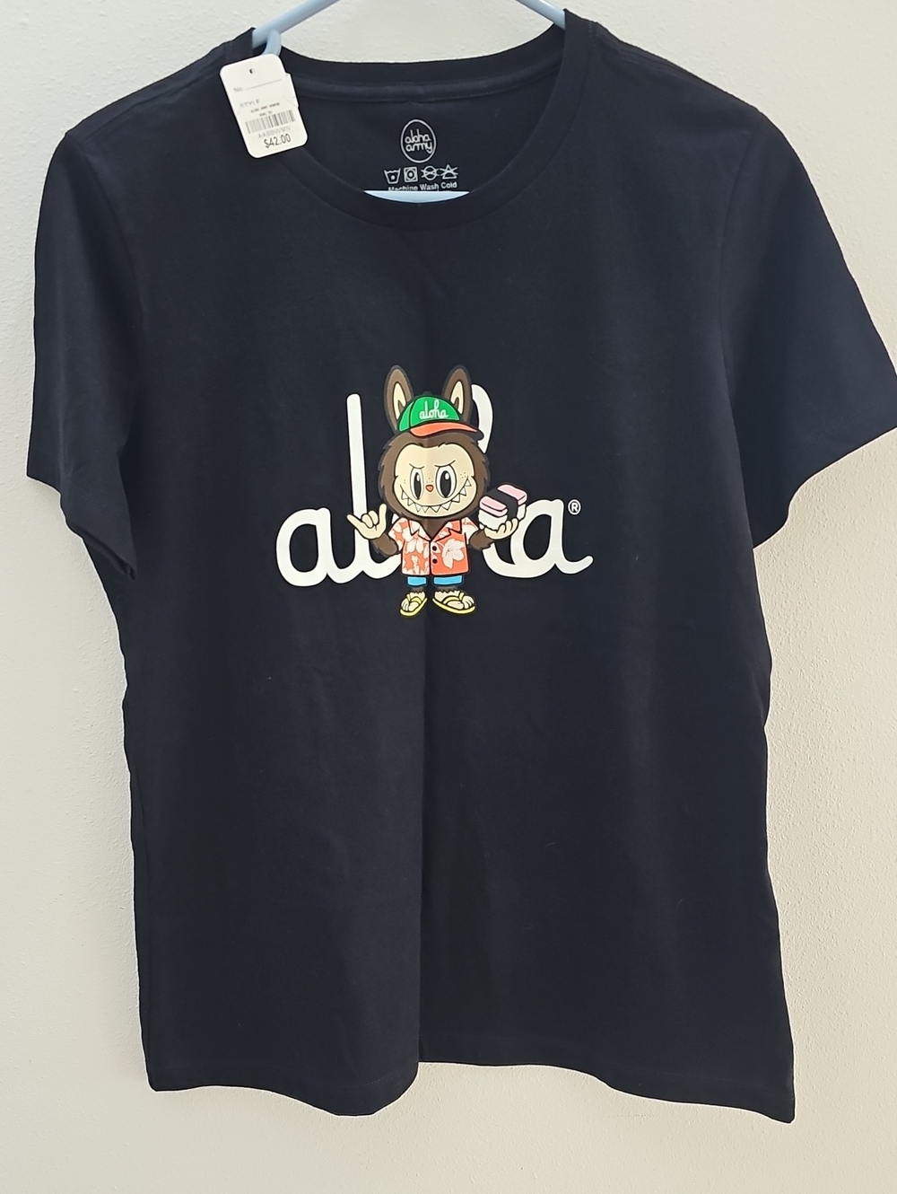 ALOHAS Black Kids Tee with Colorful Character Graphic